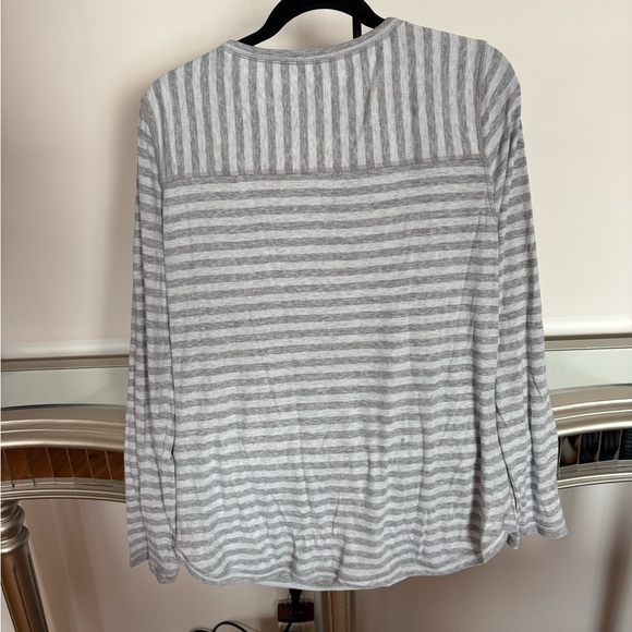 Talbots Light Gray Striped Long Sleeve Top - Picture 3 of 4